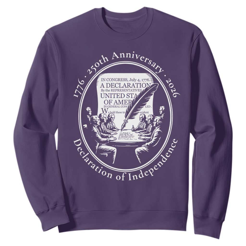 250 Years Declaration of Independence Sweatshirt US 250th Anniversary Semiquincentennial 2026 Patriotic TS02 Purple Print Your Wear