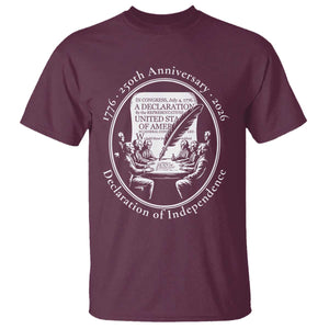 250 Years Declaration of Independence T Shirt US 250th Anniversary Semiquincentennial 2026 Patriotic TS02 Maroon Print Your Wear