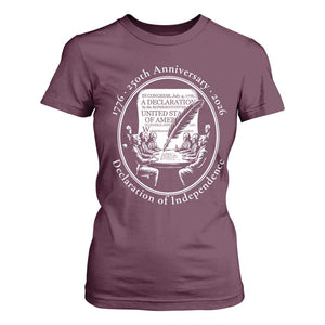 250 Years Declaration of Independence T Shirt For Women US 250th Anniversary Semiquincentennial 2026 Patriotic TS02 Maroon Print Your Wear