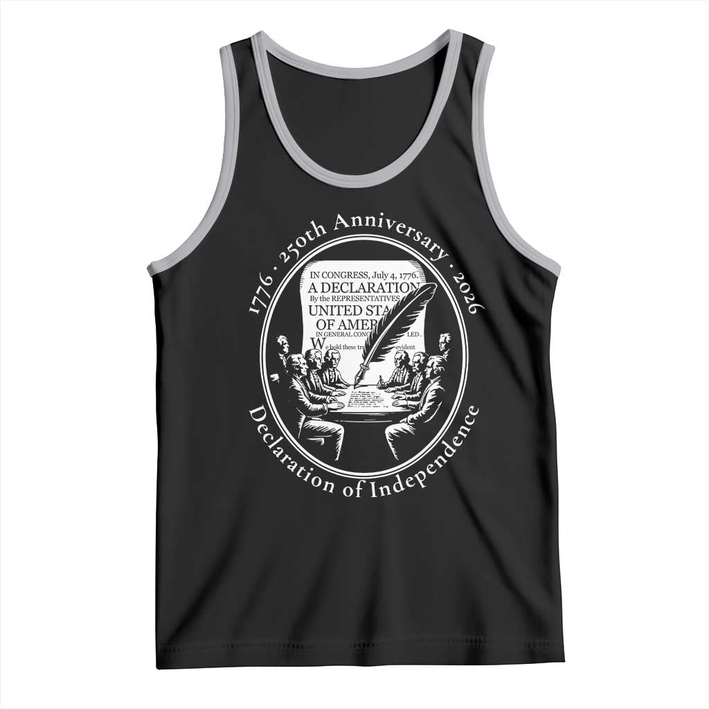 250 Years Declaration of Independence Tank Top US 250th Anniversary Semiquincentennial 2026 Patriotic TS02 Black Athletic Heather Print Your Wear