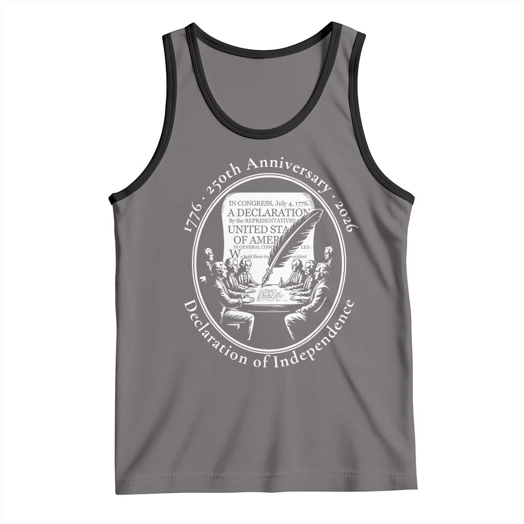 250 Years Declaration of Independence Tank Top US 250th Anniversary Semiquincentennial 2026 Patriotic TS02 Deep Heather Black Print Your Wear