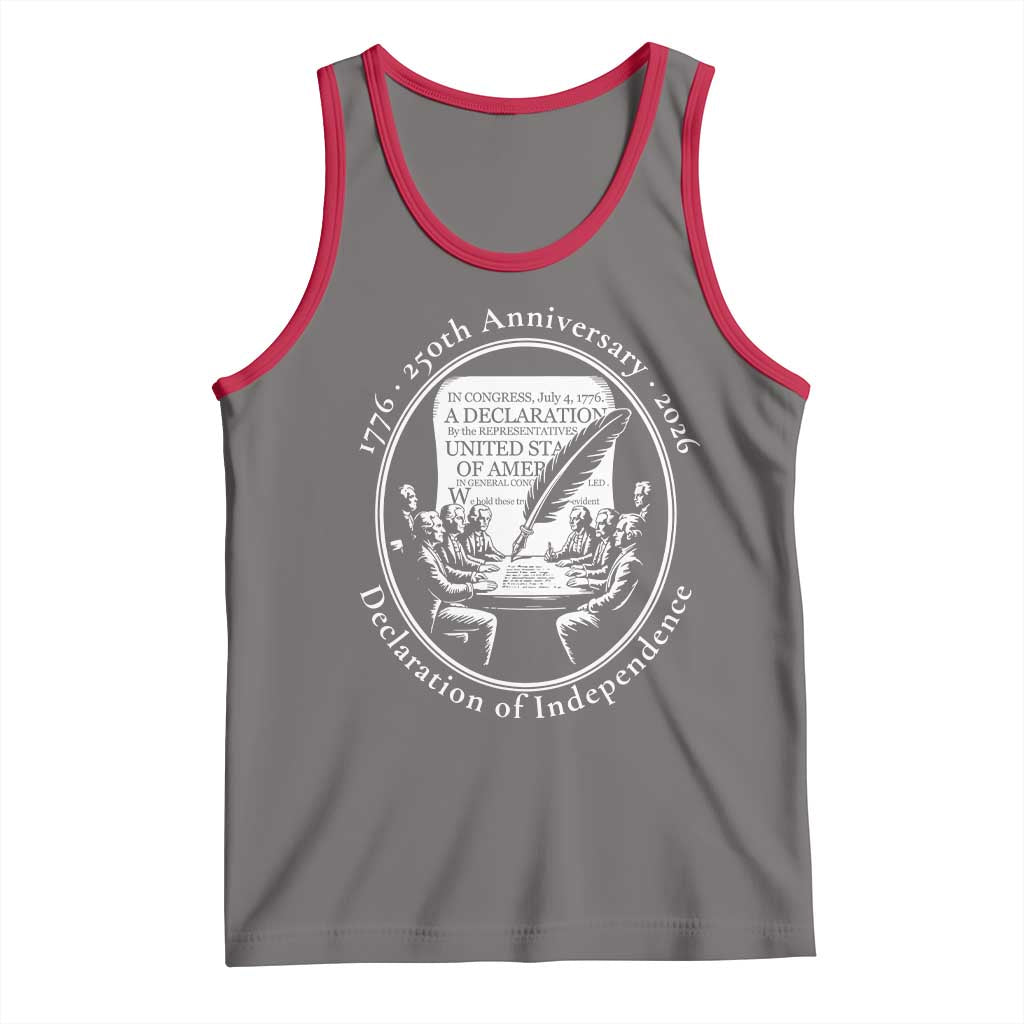 250 Years Declaration of Independence Tank Top US 250th Anniversary Semiquincentennial 2026 Patriotic TS02 Deep Heather Red Print Your Wear
