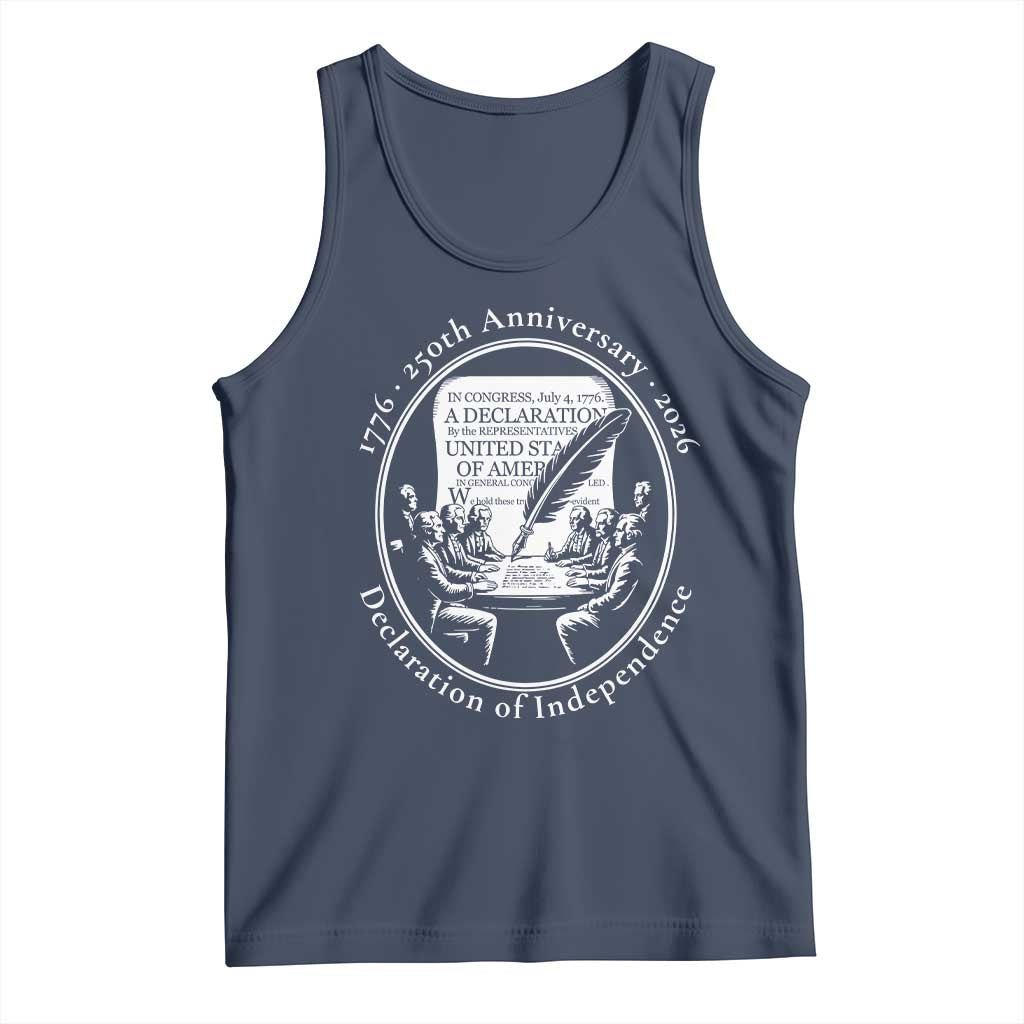 250 Years Declaration of Independence Tank Top US 250th Anniversary Semiquincentennial 2026 Patriotic TS02 Navy Print Your Wear