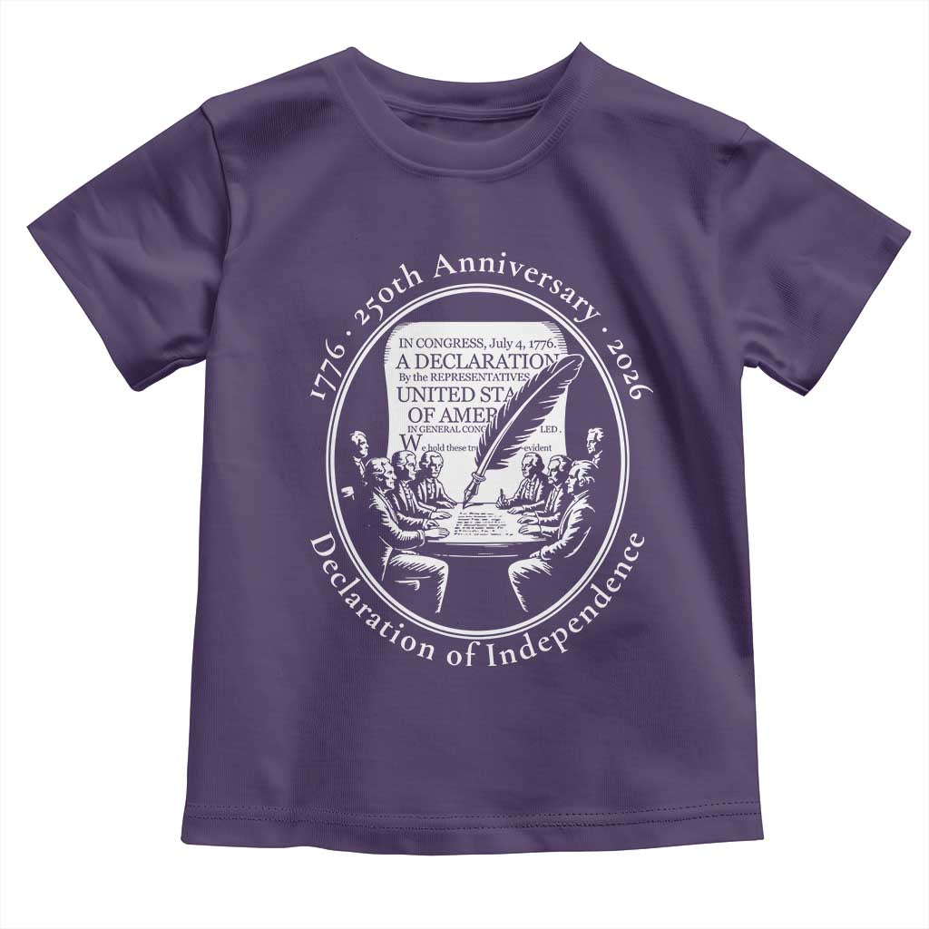 250 Years Declaration of Independence Toddler T Shirt US 250th Anniversary Semiquincentennial 2026 Patriotic TS02 Purple Print Your Wear