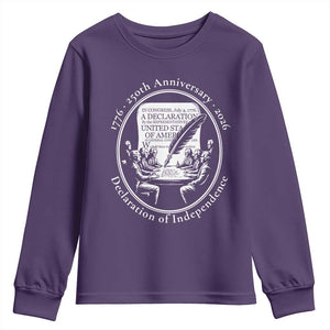 250 Years Declaration of Independence Youth Sweatshirt US 250th Anniversary Semiquincentennial 2026 Patriotic TS02 Purple Print Your Wear