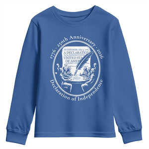250 Years Declaration of Independence Youth Sweatshirt US 250th Anniversary Semiquincentennial 2026 Patriotic TS02 Royal Blue Print Your Wear