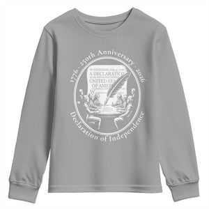 250 Years Declaration of Independence Youth Sweatshirt US 250th Anniversary Semiquincentennial 2026 Patriotic TS02 Sport Gray Print Your Wear