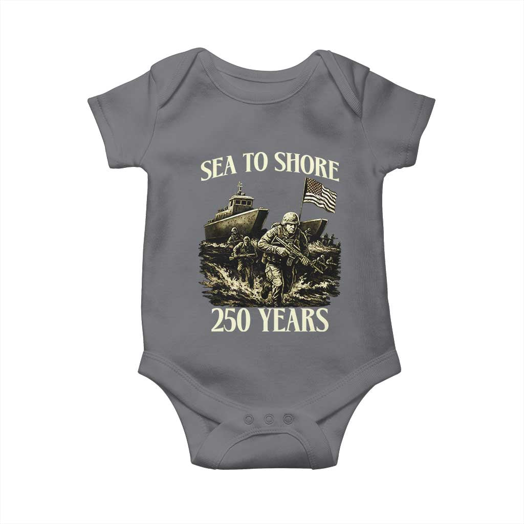 Military Navy 250th Anniversary Baby Onesie Sea To Shore 250 Years TS02 Charcoal Print Your Wear