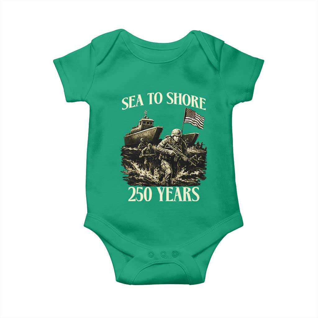 Military Navy 250th Anniversary Baby Onesie Sea To Shore 250 Years TS02 Irish Green Print Your Wear