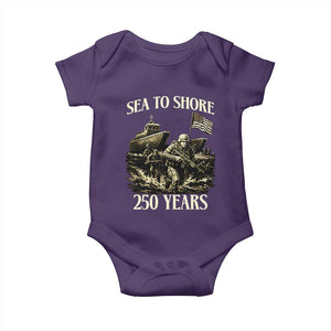 Military Navy 250th Anniversary Baby Onesie Sea To Shore 250 Years TS02 Purple Print Your Wear