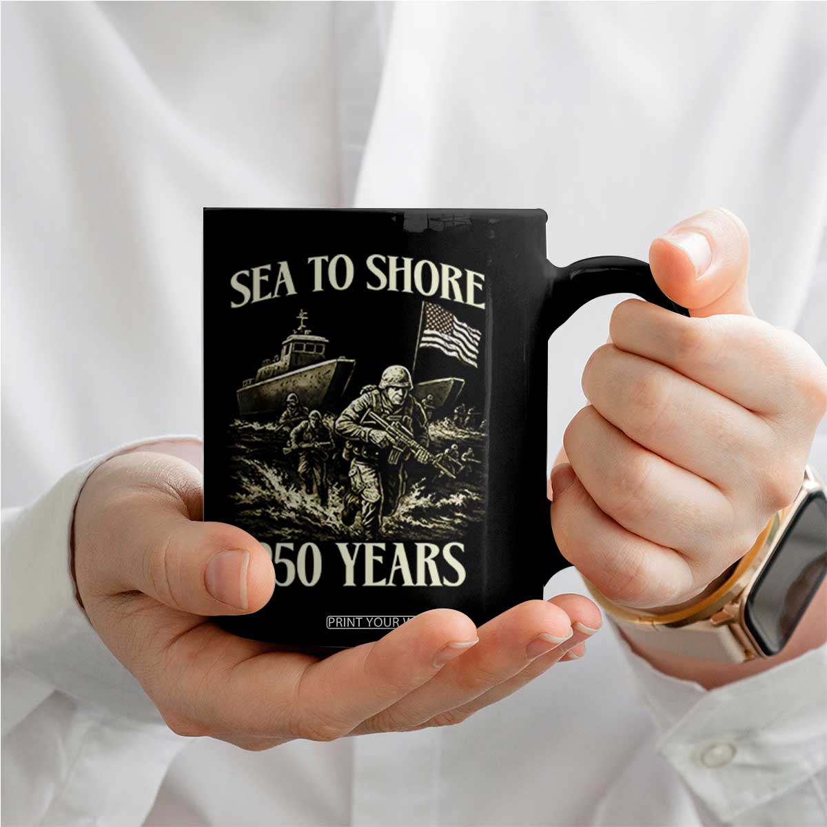 Military Navy 250th Anniversary Coffee Mug Sea To Shore 250 Years TS02 Print Your Wear