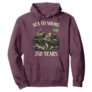 Military Navy 250th Anniversary Hoodie Sea To Shore 250 Years TS02 Maroon Print Your Wear