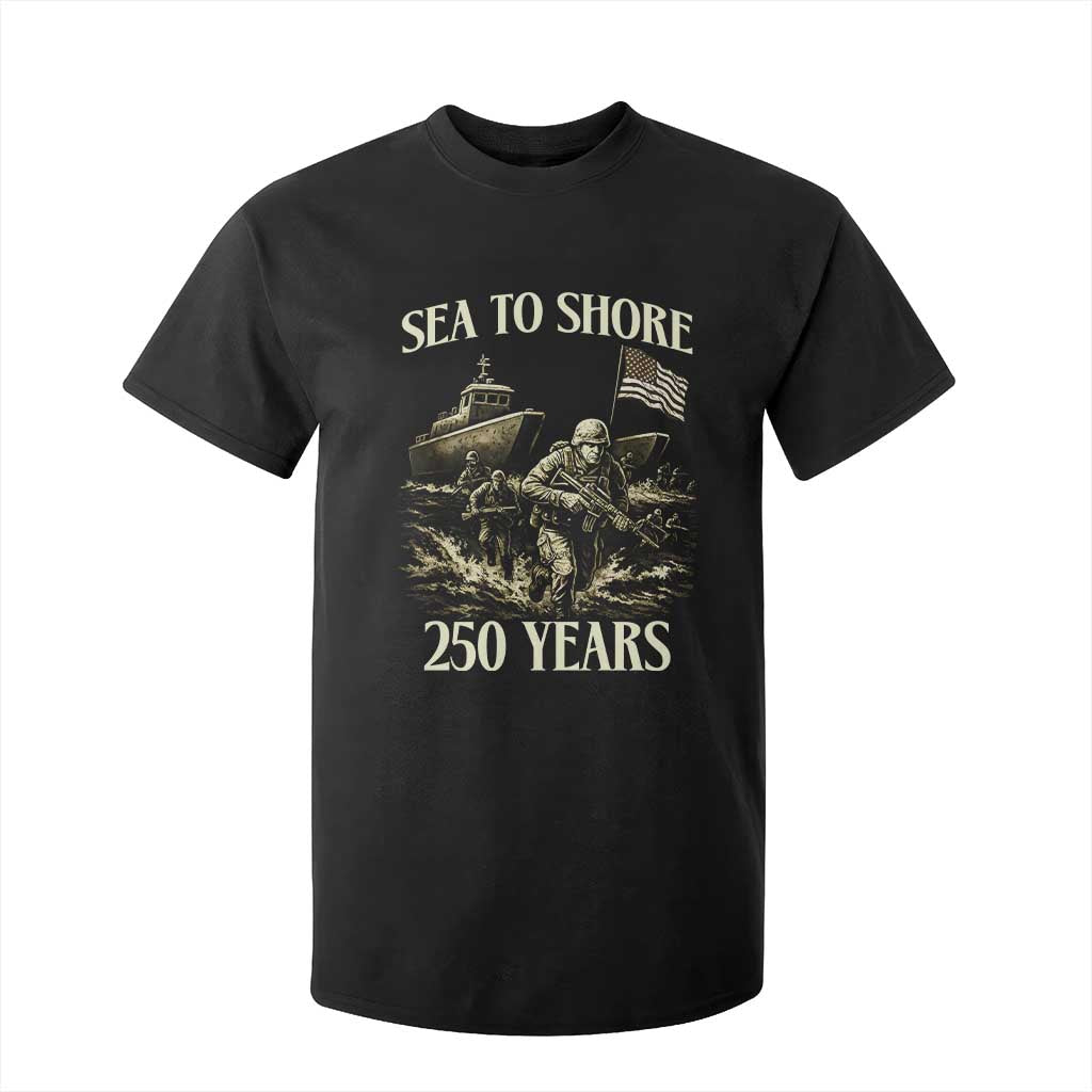 Military Navy 250th Anniversary T Shirt For Kid Sea To Shore 250 Years TS02 Black Print Your Wear