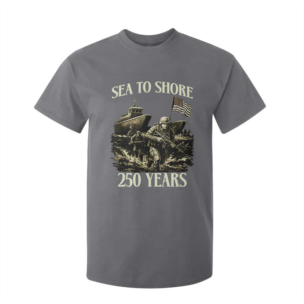 Military Navy 250th Anniversary T Shirt For Kid Sea To Shore 250 Years TS02 Charcoal Print Your Wear