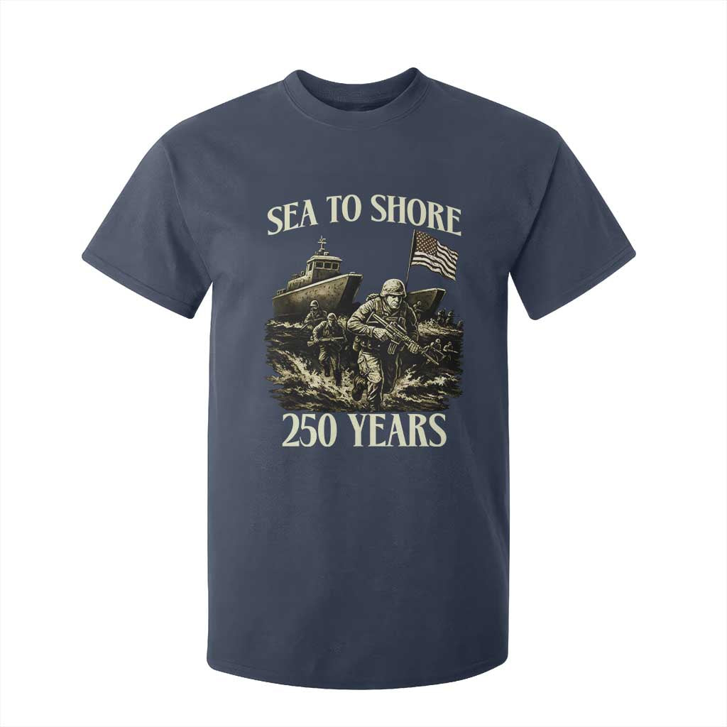 Military Navy 250th Anniversary T Shirt For Kid Sea To Shore 250 Years TS02 Navy Print Your Wear