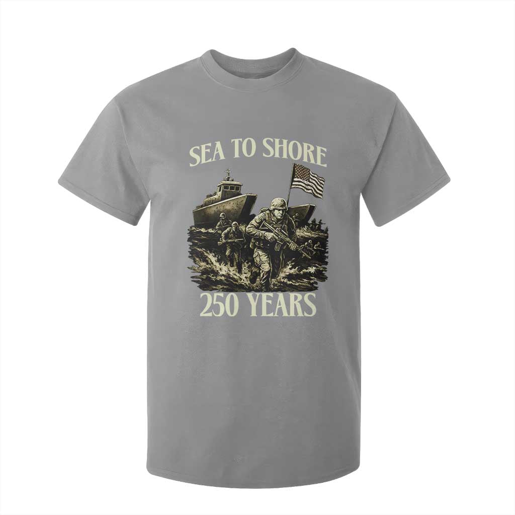 Military Navy 250th Anniversary T Shirt For Kid Sea To Shore 250 Years TS02 Sport Gray Print Your Wear