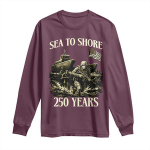 Military Navy 250th Anniversary Long Sleeve Shirt Sea To Shore 250 Years TS02 Maroon Print Your Wear