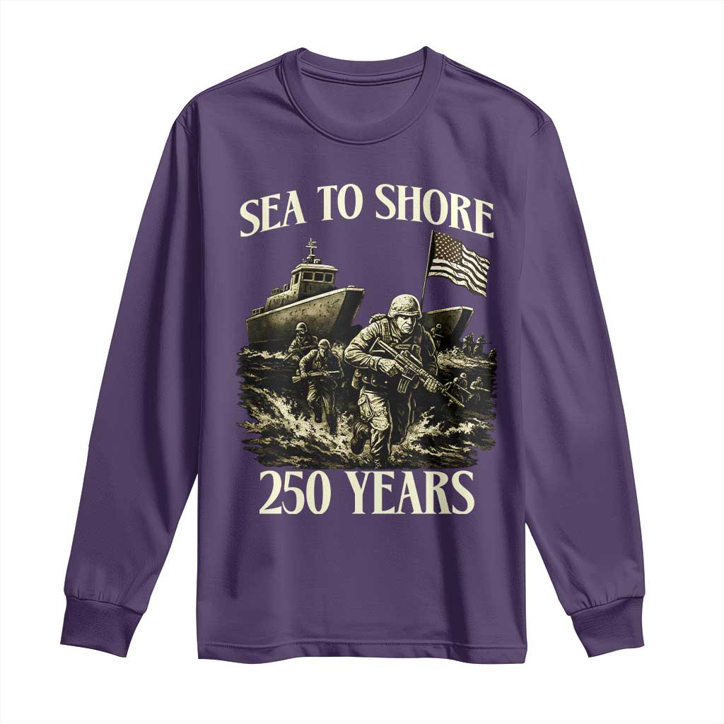 Military Navy 250th Anniversary Long Sleeve Shirt Sea To Shore 250 Years TS02 Purple Print Your Wear