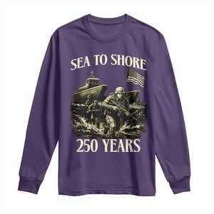 Military Navy 250th Anniversary Long Sleeve Shirt Sea To Shore 250 Years TS02 Purple Print Your Wear