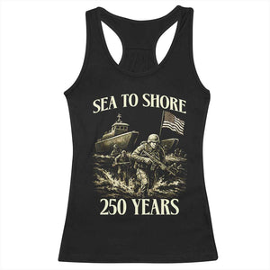 Military Navy 250th Anniversary Racerback Tank Top Sea To Shore 250 Years TS02 Black Print Your Wear