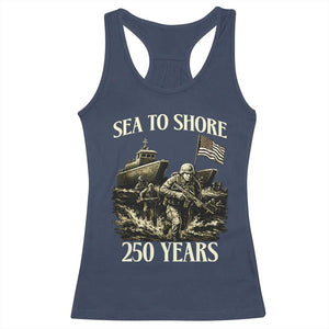 Military Navy 250th Anniversary Racerback Tank Top Sea To Shore 250 Years TS02 Navy Print Your Wear