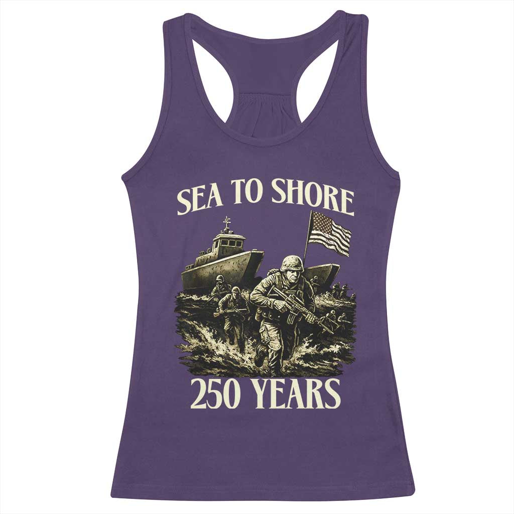 Military Navy 250th Anniversary Racerback Tank Top Sea To Shore 250 Years TS02 Purple Print Your Wear