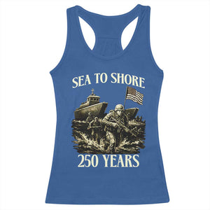 Military Navy 250th Anniversary Racerback Tank Top Sea To Shore 250 Years TS02 Royal Blue Print Your Wear