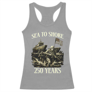 Military Navy 250th Anniversary Racerback Tank Top Sea To Shore 250 Years TS02 Sport Gray Print Your Wear