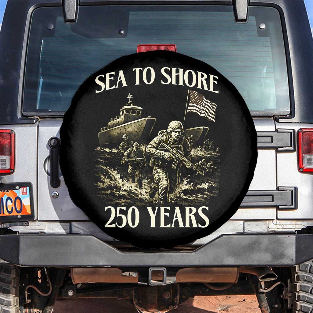 Military Navy 250th Anniversary Spare Tire Cover Sea To Shore 250 Years TS02 No hole Black Print Your Wear