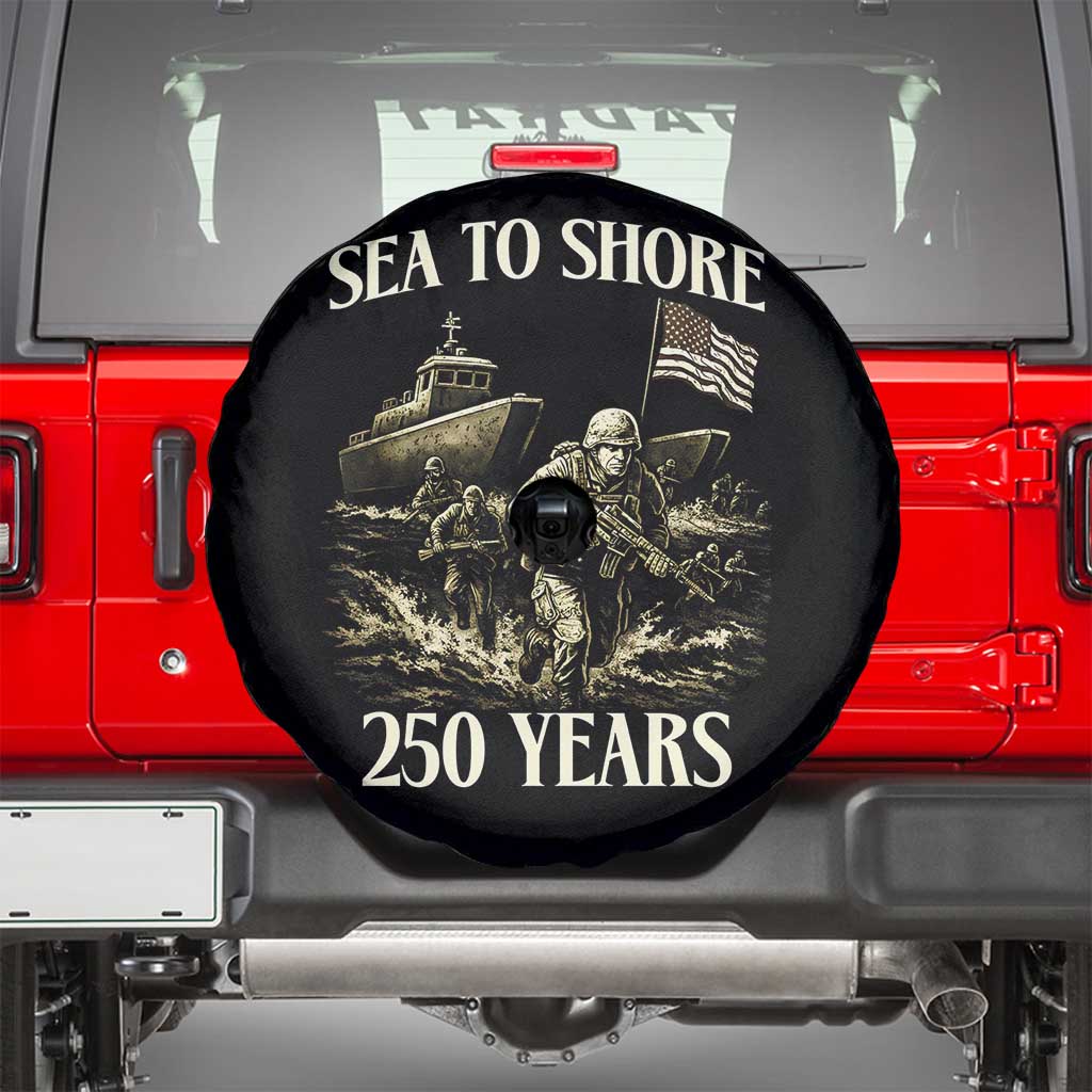 Military Navy 250th Anniversary Spare Tire Cover Sea To Shore 250 Years TS02 Black Print Your Wear
