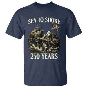 Military Navy 250th Anniversary T Shirt Sea To Shore 250 Years TS02 Navy Print Your Wear