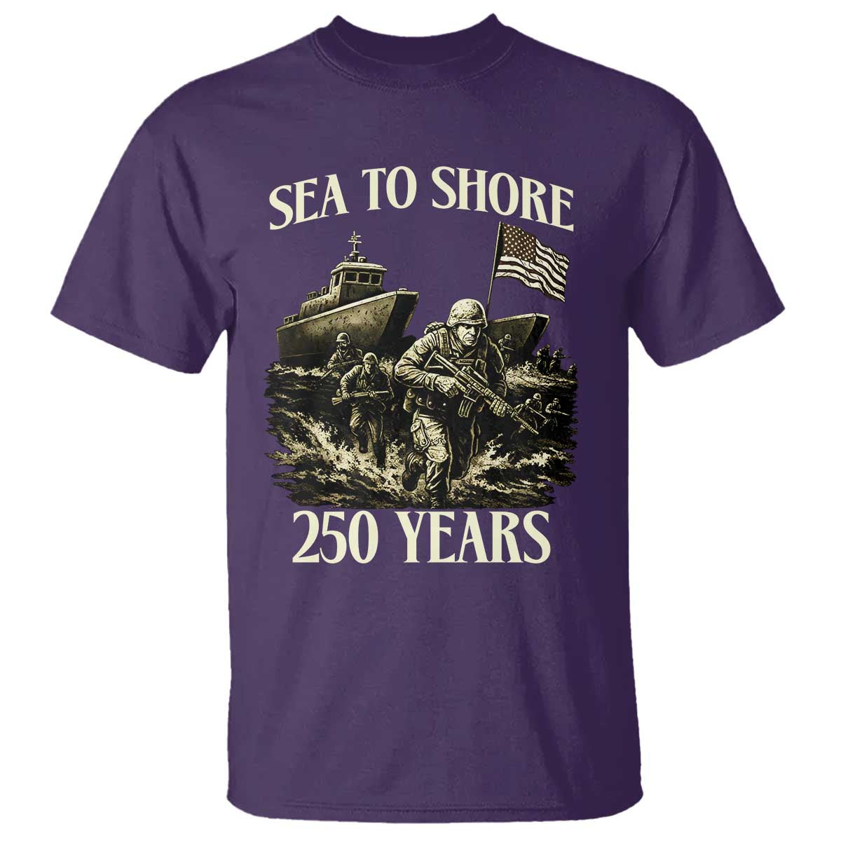 Military Navy 250th Anniversary T Shirt Sea To Shore 250 Years TS02 Purple Print Your Wear