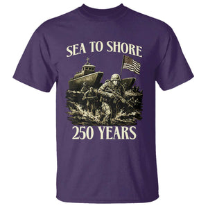 Military Navy 250th Anniversary T Shirt Sea To Shore 250 Years TS02 Purple Print Your Wear