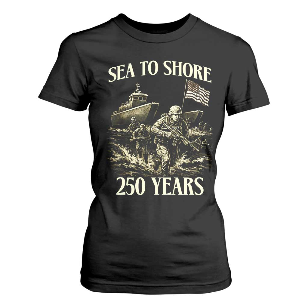 Military Navy 250th Anniversary T Shirt For Women Sea To Shore 250 Years TS02 Black Print Your Wear