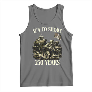 Military Navy 250th Anniversary Tank Top Sea To Shore 250 Years TS02 Black Heather Print Your Wear