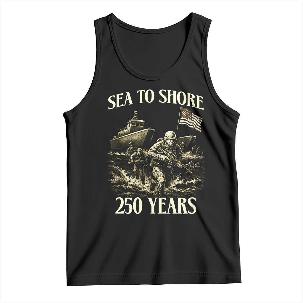 Military Navy 250th Anniversary Tank Top Sea To Shore 250 Years TS02 Black Print Your Wear
