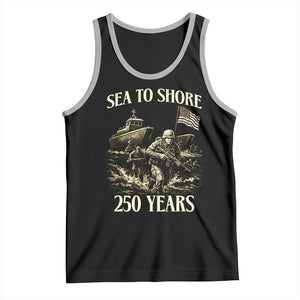 Military Navy 250th Anniversary Tank Top Sea To Shore 250 Years TS02 Black Athletic Heather Print Your Wear