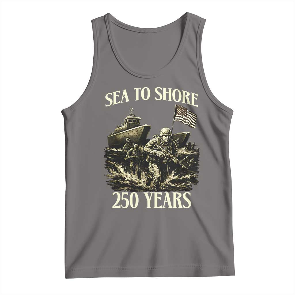 Military Navy 250th Anniversary Tank Top Sea To Shore 250 Years TS02 Deep Heather Print Your Wear
