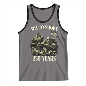 Military Navy 250th Anniversary Tank Top Sea To Shore 250 Years TS02 Deep Heather Black Print Your Wear