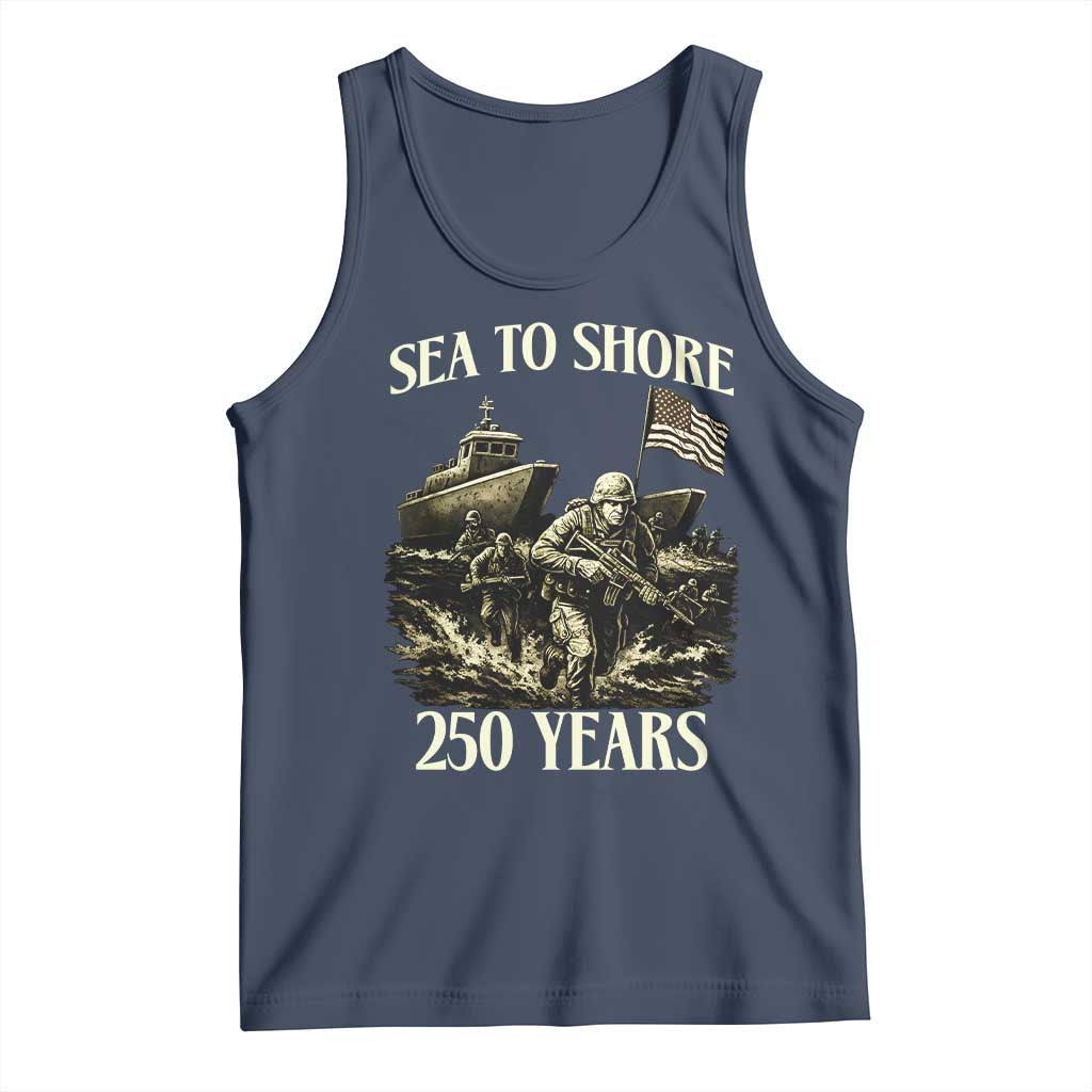 Military Navy 250th Anniversary Tank Top Sea To Shore 250 Years TS02 Navy Print Your Wear