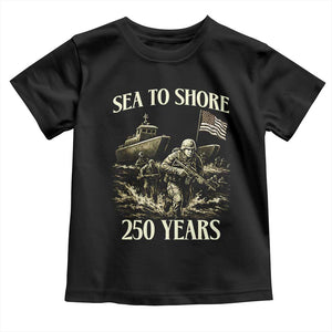 Military Navy 250th Anniversary Toddler T Shirt Sea To Shore 250 Years TS02 Black Print Your Wear
