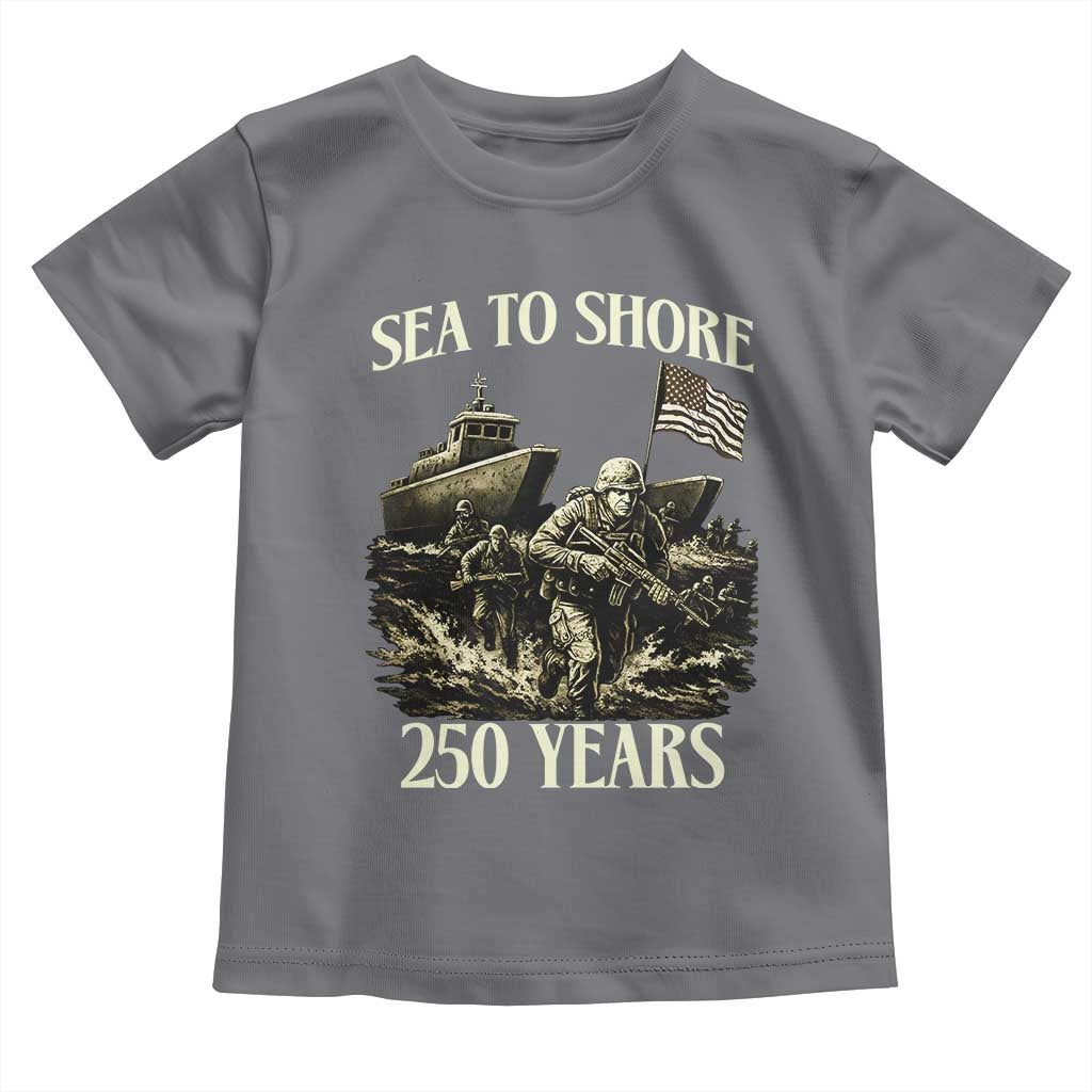 Military Navy 250th Anniversary Toddler T Shirt Sea To Shore 250 Years TS02 Charcoal Print Your Wear