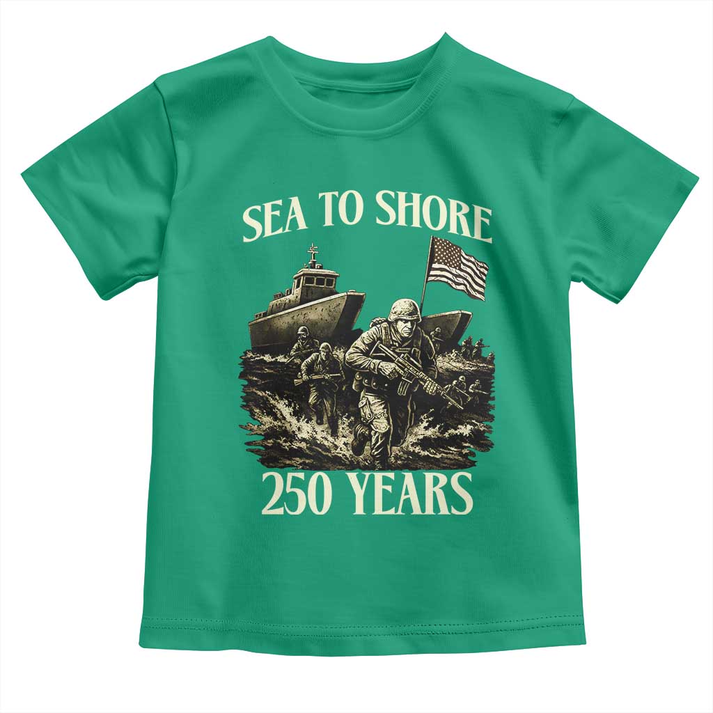Military Navy 250th Anniversary Toddler T Shirt Sea To Shore 250 Years TS02 Irish Green Print Your Wear