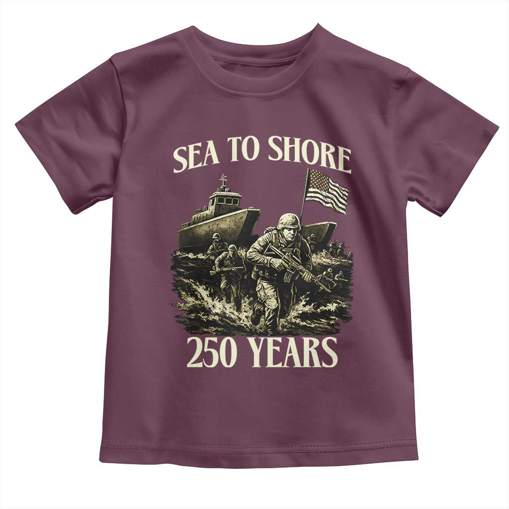 Military Navy 250th Anniversary Toddler T Shirt Sea To Shore 250 Years TS02 Maroon Print Your Wear