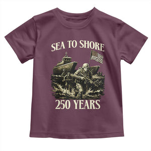 Military Navy 250th Anniversary Toddler T Shirt Sea To Shore 250 Years TS02 Maroon Print Your Wear