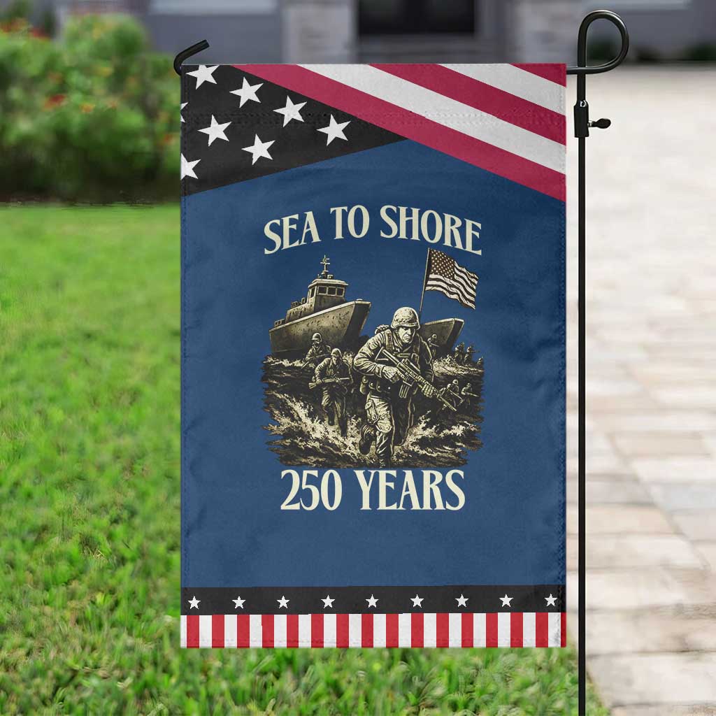 Military Navy 250th Anniversary Garden Flag Sea To Shore 250 Years TS02 Classic Blue Black Print Your Wear