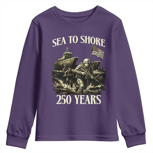 Military Navy 250th Anniversary Youth Sweatshirt Sea To Shore 250 Years TS02 Purple Print Your Wear