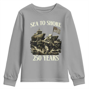 Military Navy 250th Anniversary Youth Sweatshirt Sea To Shore 250 Years TS02 Sport Gray Print Your Wear