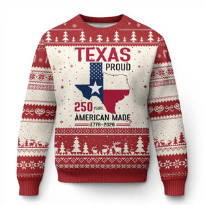Texas Proud 250 Years Ugly Christmas Sweater American Made 1776 to 2026 Semiquincentennial TS02 Beige Red Print Your Wear