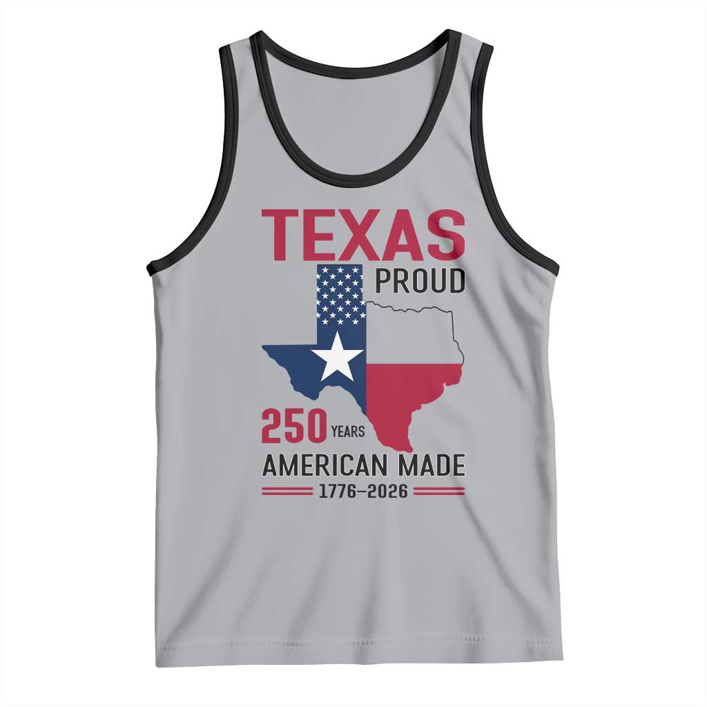 Texas Proud 250 Years Tank Top American Made 1776 to 2026 Semiquincentennial TS02 Athletic Heather Black Print Your Wear